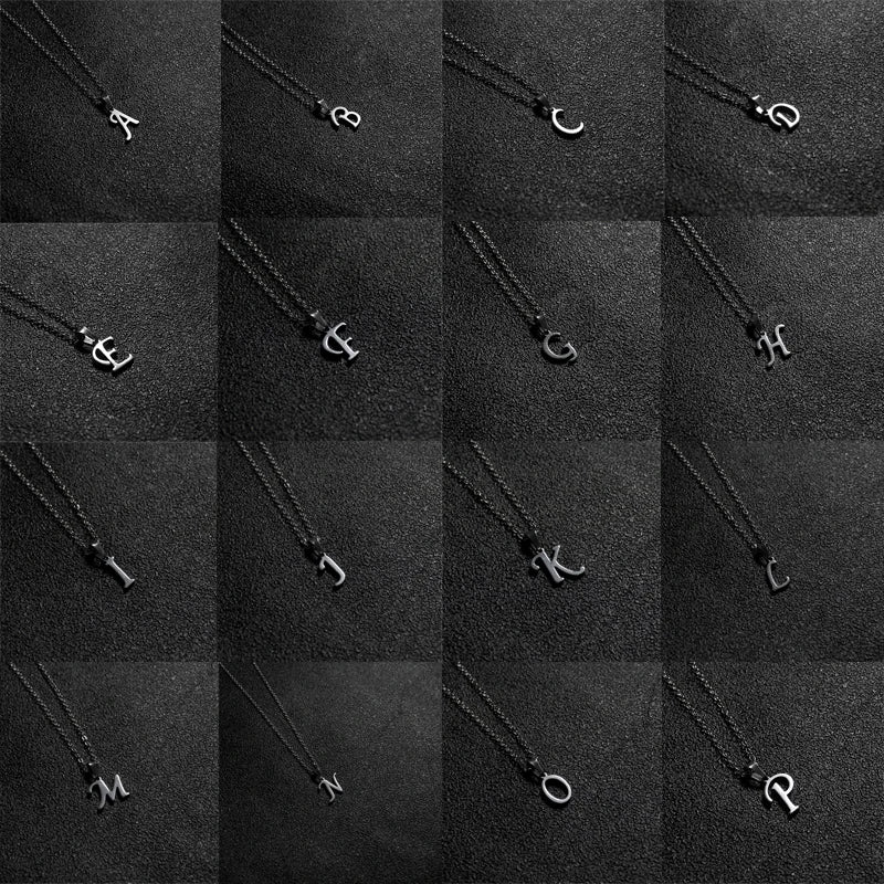 Silver Color Initial A-Z Letters Pendant Necklace for Women Men Trendy Stainless Steel Link Chain Necklaces Jewelry Gift