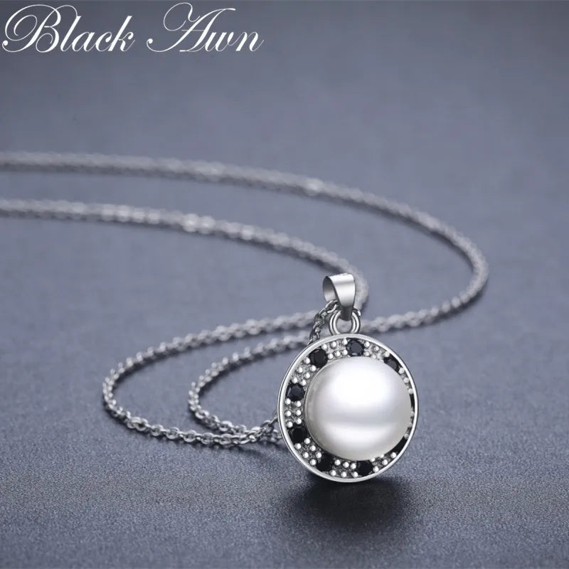 BLACK AWN Silver Necklace Silver Color Slide Necklace Women Jewelry Classic Round Necklaces&Pendants K075