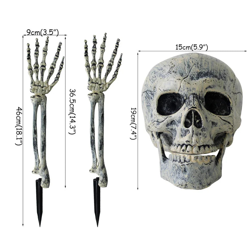 halloween Garden Decoration fake Skull Skeleton scary props Horror Tombstone Haunted House Outdoor Decor Graveyard Trick Props