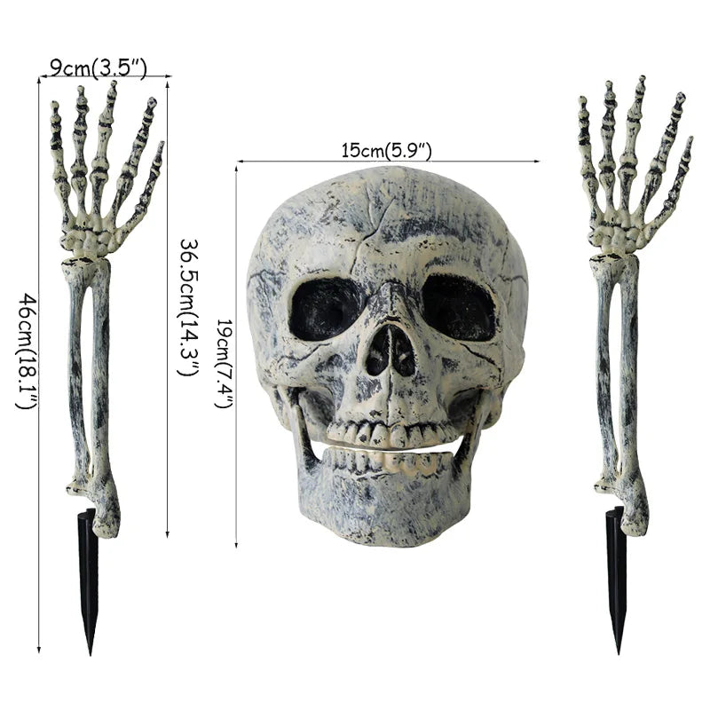 halloween Garden Decoration fake Skull Skeleton scary props Horror Tombstone Haunted House Outdoor Decor Graveyard Trick Props
