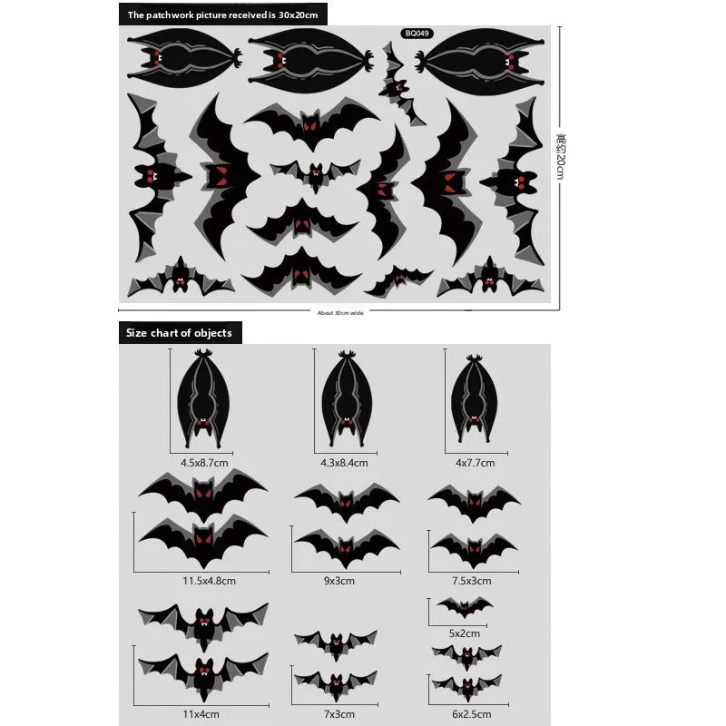 Halloween Glass Showcase Scene Decoration Ghost Zombies Pumpkin Spiders Electrostatic Window Stickers Halloween Party Decoration