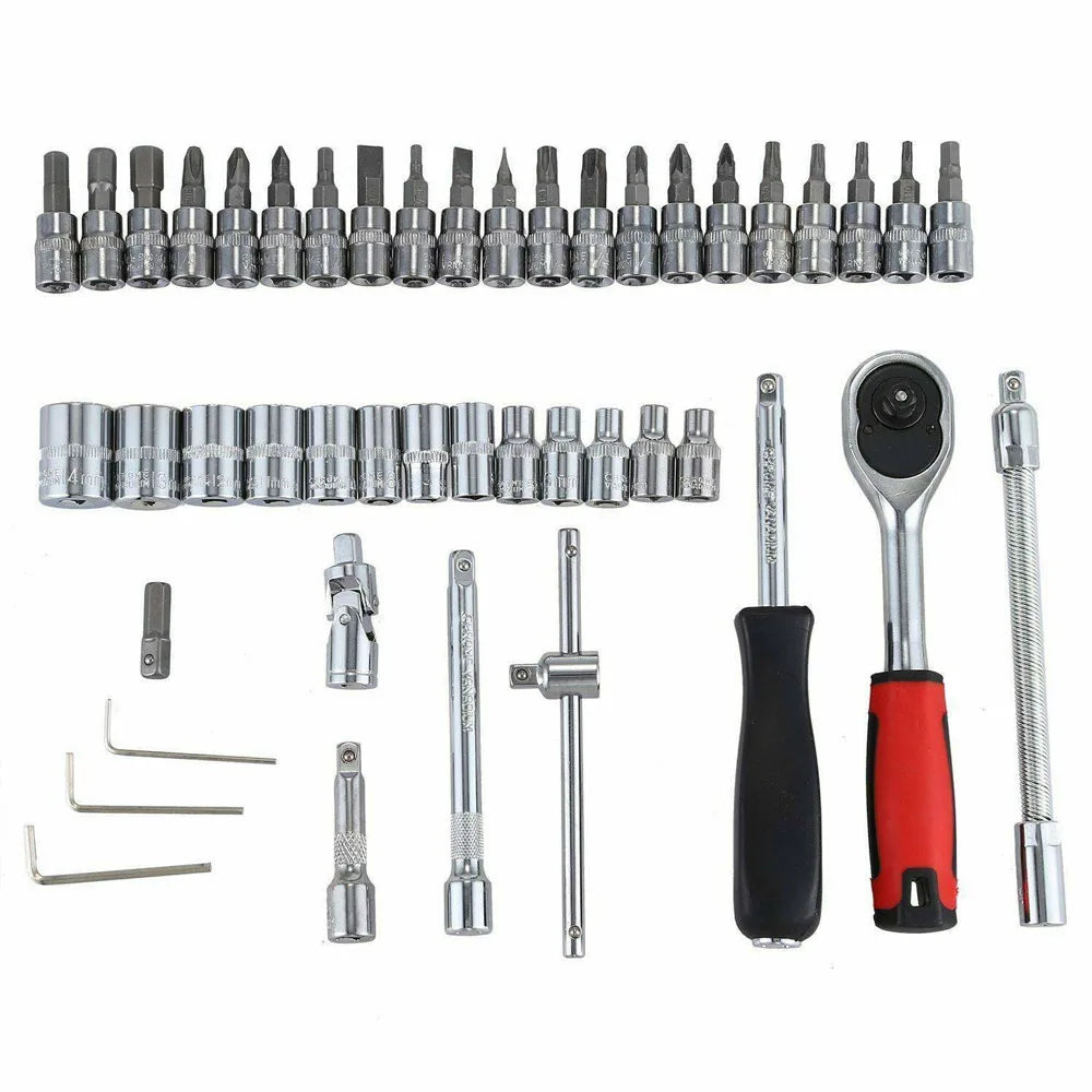 46PCS Socket Set Ratchet Wrench Screwdriver Tool 1/4" Drive Ratchet Torx Hex Wrench Socket Set Car Repairing Hand Tool