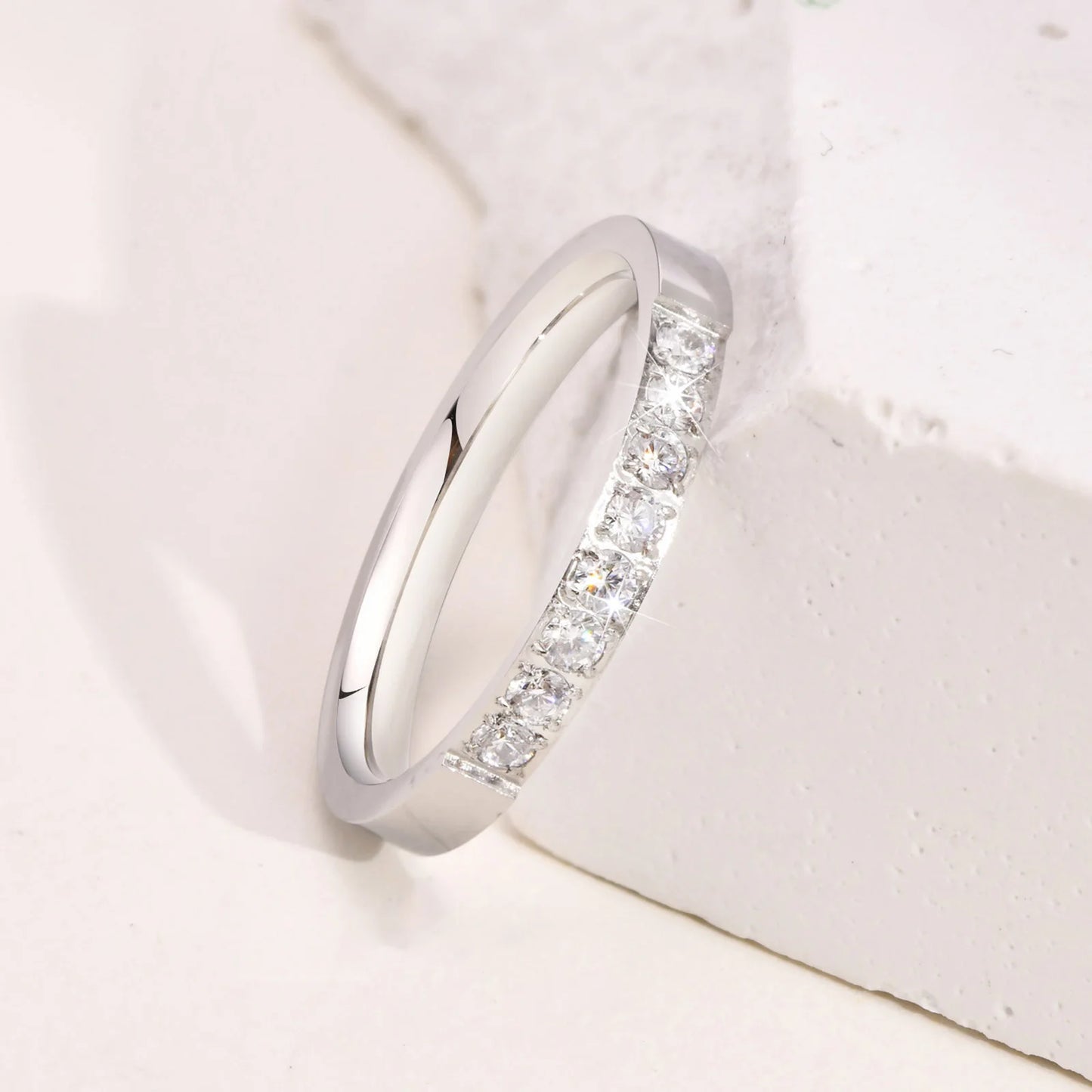 Silver Color Wedding Ring for Men Women,Never Fade Stainless Steel Engagement Ring,Stylish Couple Ring Gift