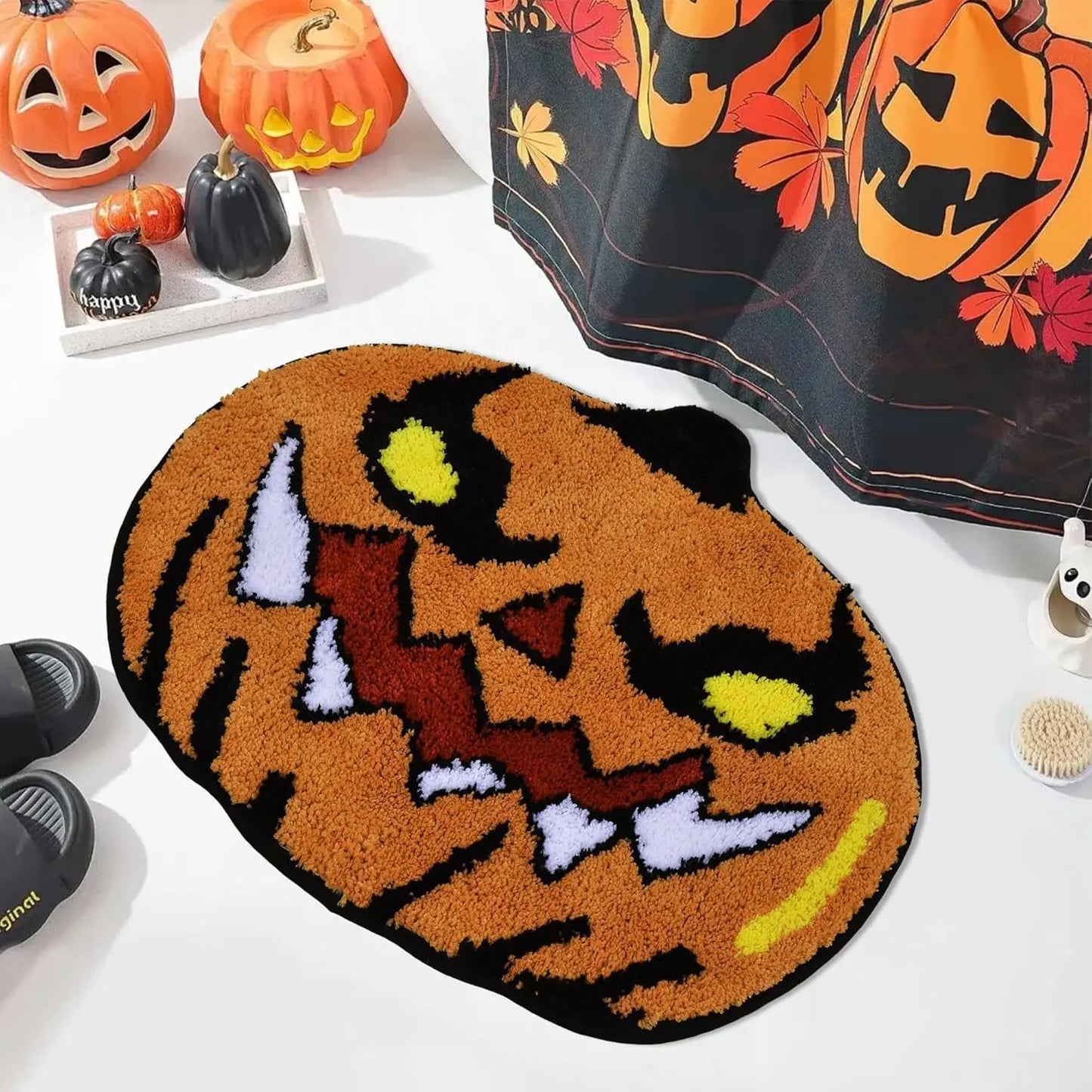 VIKAMA Halloween Ghost Carpet Comfortable Soft Imitation Cashmere Home Decor Bedroom Decor Rug Entrance Hall Doormat
