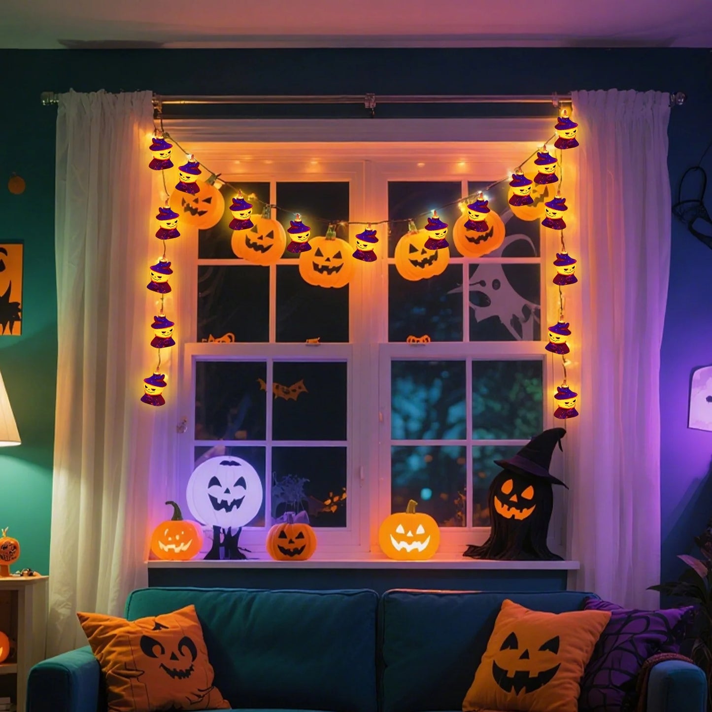 New Creative Halloween Pumpkin Ghost Lantern String Supplies Luminous Decorative Items Props Household Scene Arrangement Gifts