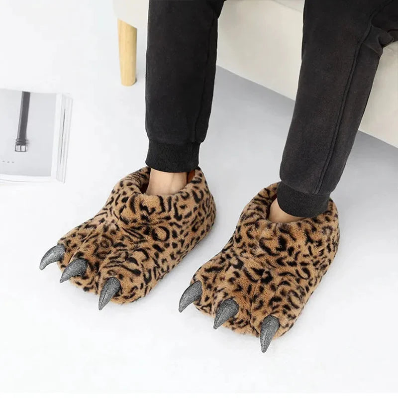Top Qulaity Man slippers Plus Size 36-45 Creative Zebra pattern Paw Shoes Unisex Warm winter woman slipper