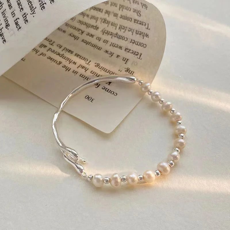 1PC New Elegant Pearl Half Bangle Bracelet For Women Beauty Luxury Fashion Jewelry Girl Stylish Simplicity Gift Party