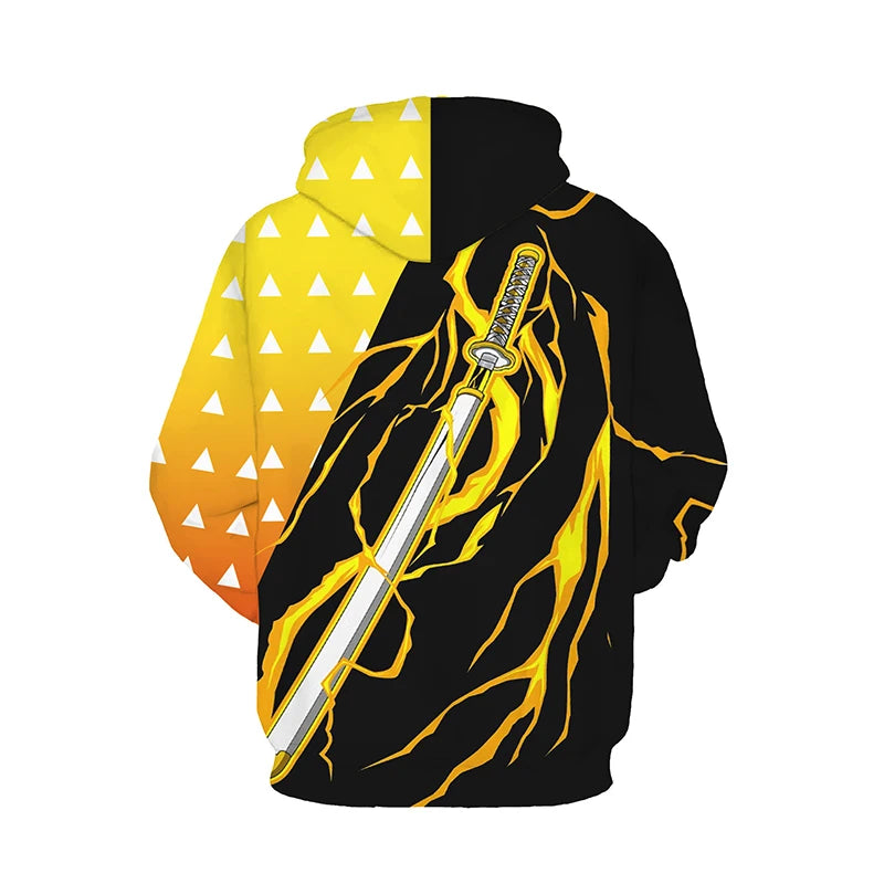 Anime Demon Slayer Kimetsu No Yaiba 3D Hoodie Sweatshirts Agatsuma Zenitsu Tomioka Giyuu Cosplay Men Coat Outfit