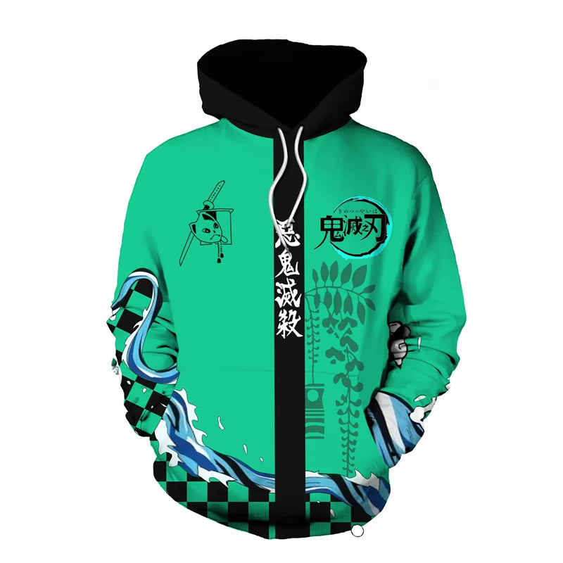 Anime Demon Slayer Kimetsu No Yaiba 3D Hoodie Sweatshirts Agatsuma Zenitsu Tomioka Giyuu Cosplay Men Coat Outfit