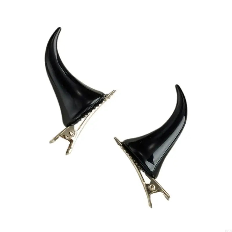 1pair Horn Hairpins Hot Girl Goth Duckbills Hair Clip Halloween Goth Ponytail Braids Hair Clip for Woman