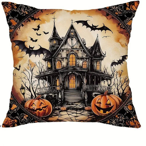 Spooky Halloween Pillowcases: Witch, Owl, Cat & Haunted House Designs! Sofa cushion cover holiday party decoration gift