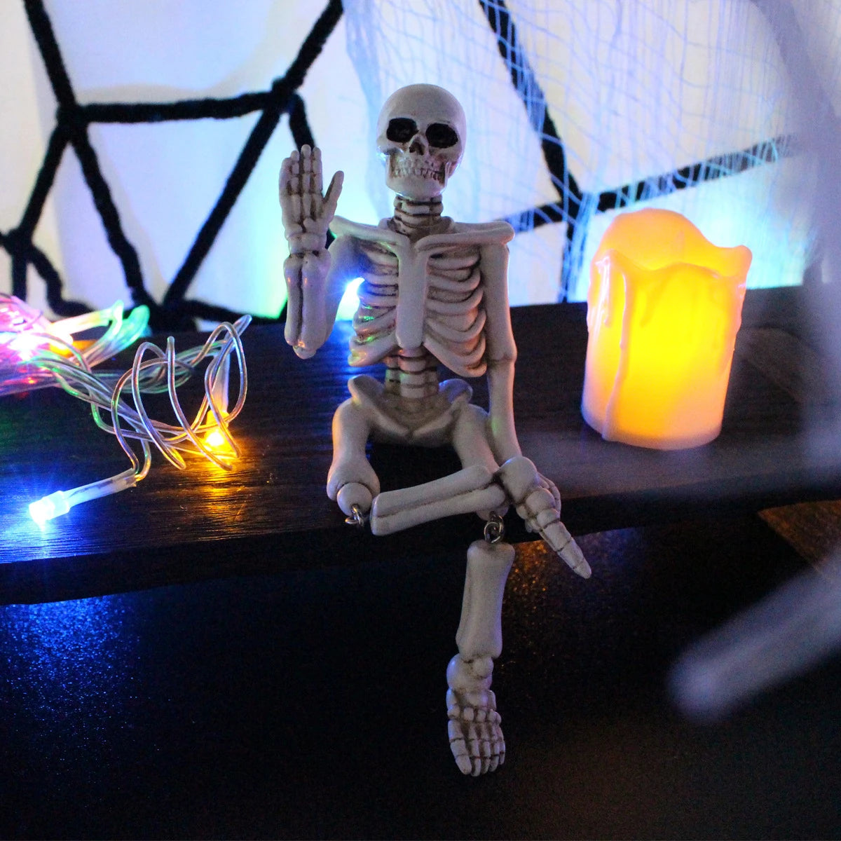 Halloween decorations, waving hands, skull ornaments, resin crafts, ghost festival horror atmosphere, landscaping props