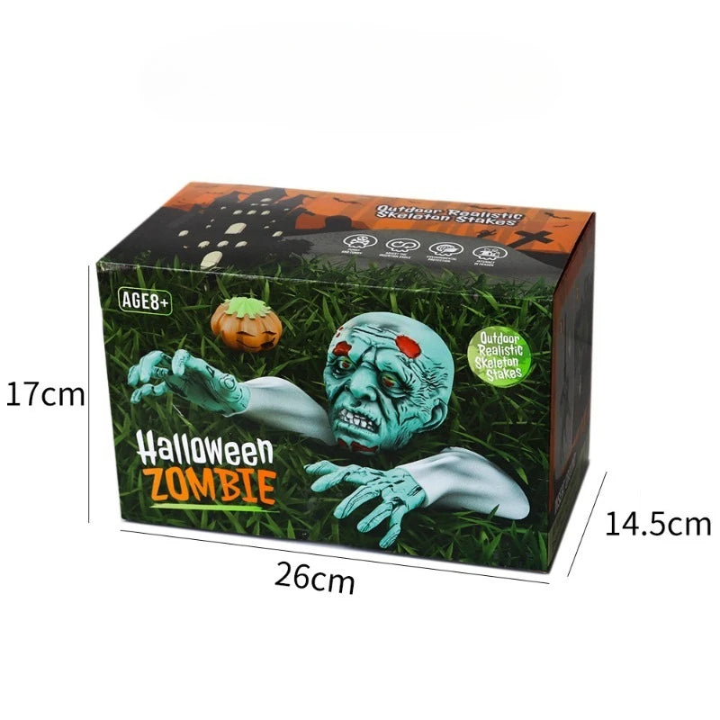 Halloween Realistic Skull Skeleton Head Human Hand Arms for Halloween Party Home Garden Lawn Decor Haunted House Horror Props