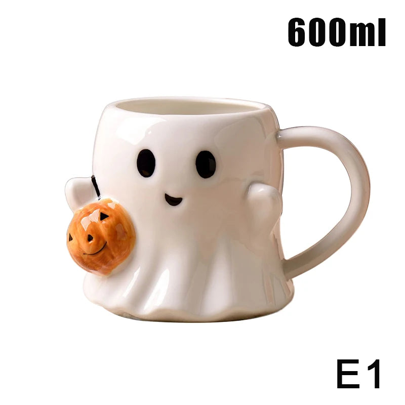 Halloween Wizard Magic Jar Ceramic Mug Decorative Ornament Pumpkin Ghost Afternoon Tea Breakfast Milk Cup Halloween Gift