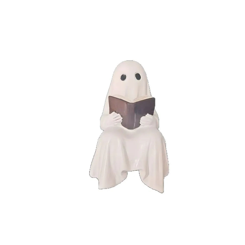 1 Piece of Halloween Little Ghost Statue Ornaments for Loving Reading, Home Decoration, Christmas, Halloween Gift