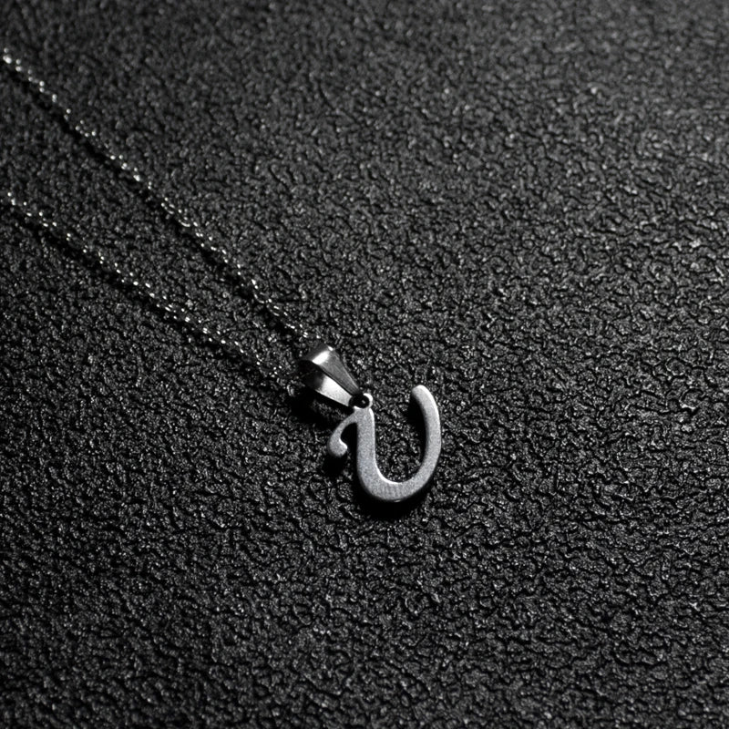 Silver Color Initial A-Z Letters Pendant Necklace for Women Men Trendy Stainless Steel Link Chain Necklaces Jewelry Gift