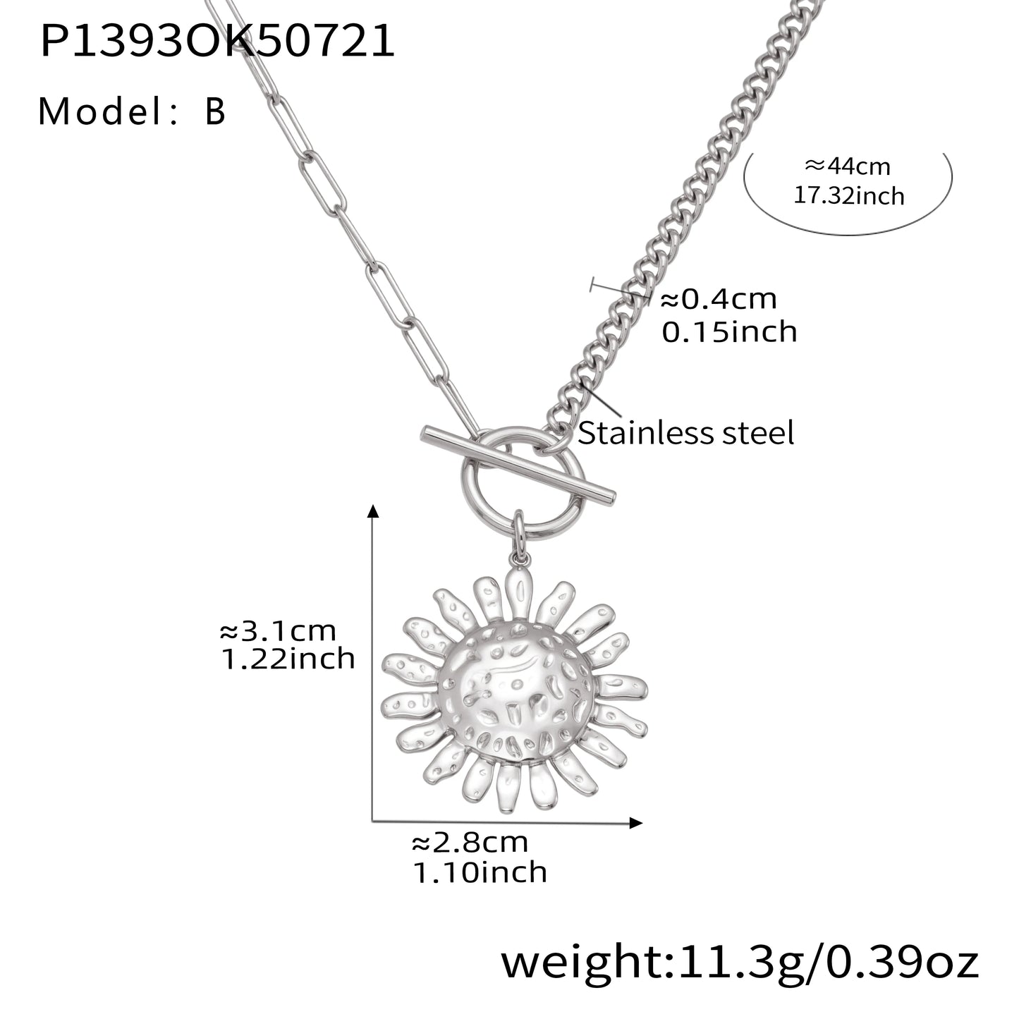 Gold Color Silver Sun Pendant Necklace for Women Luxury 18K Gold-Plated Stainless Steel 2 Chain Styles Women's Necklace Jewelry