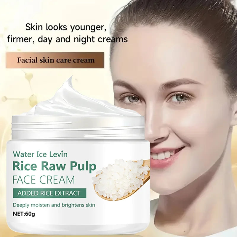Rice Pulp Cream Hydrating and Nourishing Moisturizer Soothes,Anti Aging Remove Wrinkles Firming Pores Removing Acne Whitening
