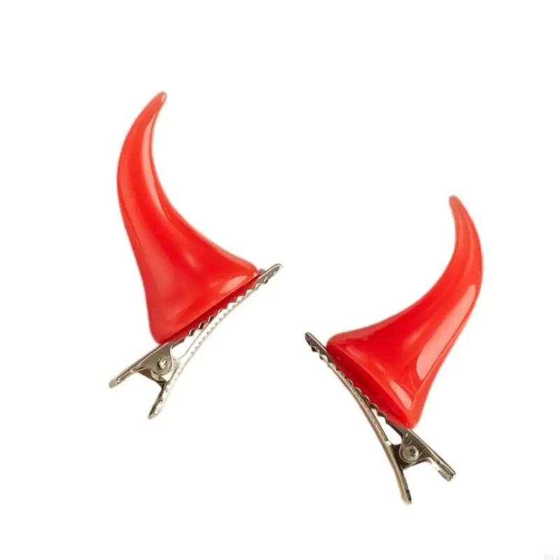 1pair Horn Hairpins Hot Girl Goth Duckbills Hair Clip Halloween Goth Ponytail Braids Hair Clip for Woman