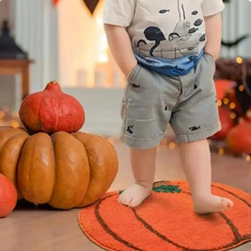 VIAKMA Halloween Pumpkin Mat Bathroom Non-Slip Absorbency Foot Mat Living Room Sofa Comfortable Decorative Floor Mat