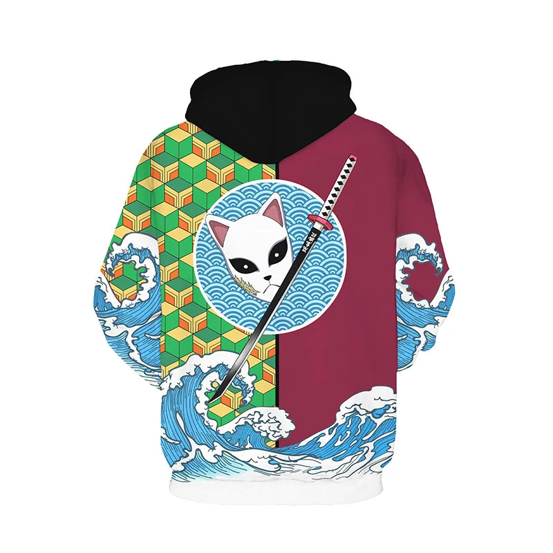Anime Demon Slayer Kimetsu No Yaiba 3D Hoodie Sweatshirts Agatsuma Zenitsu Tomioka Giyuu Cosplay Men Coat Outfit
