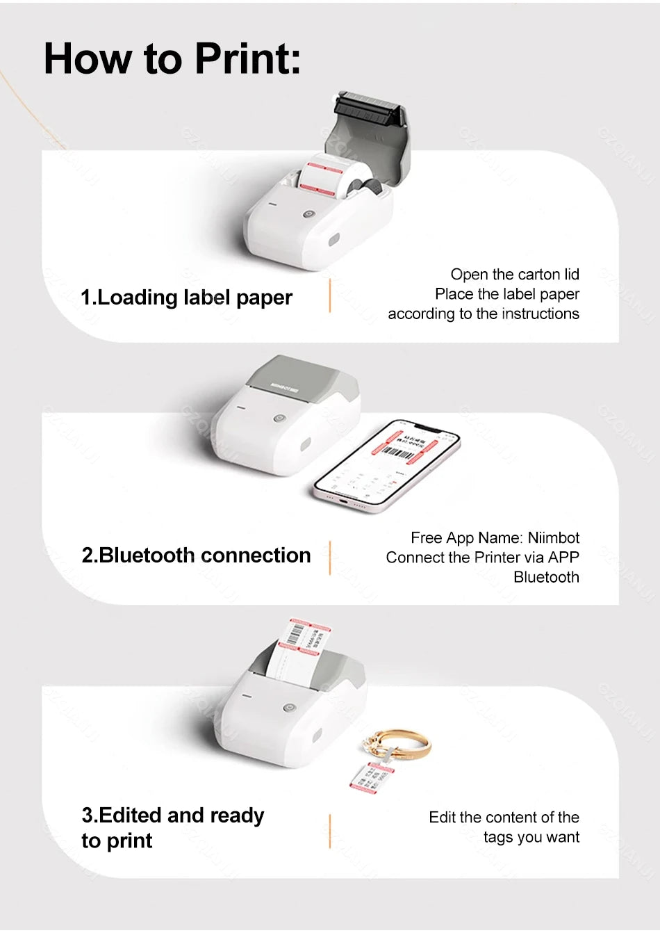 NIIMBOT Mobile B1 Label Printer Bluetooth Thermal Paper Pocket Maker Self-Adhesive Sticker Labeling Tag Price for Retail Store