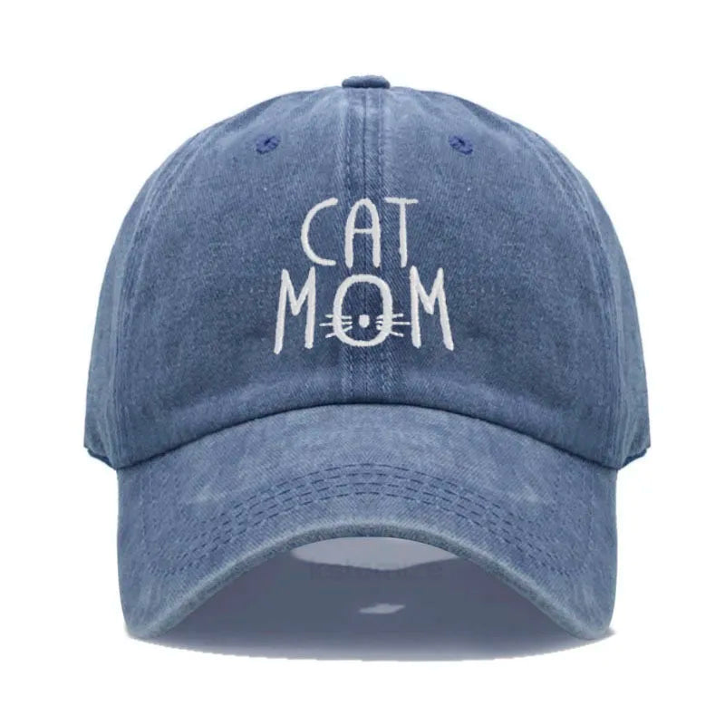 Washed Cotton Baseball Cap for Men & Women Unisex CAT MOM Embroidery Sun Protection Hat Outdoor Sports Wholesale & Dropshipping