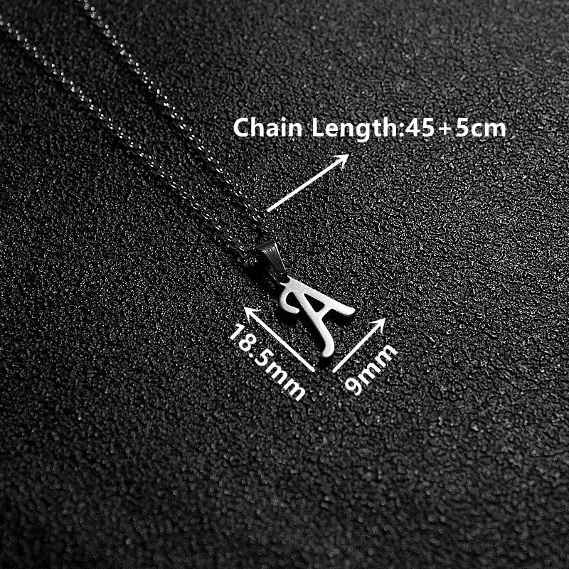 Silver Color Initial A-Z Letters Pendant Necklace for Women Men Trendy Stainless Steel Link Chain Necklaces Jewelry Gift