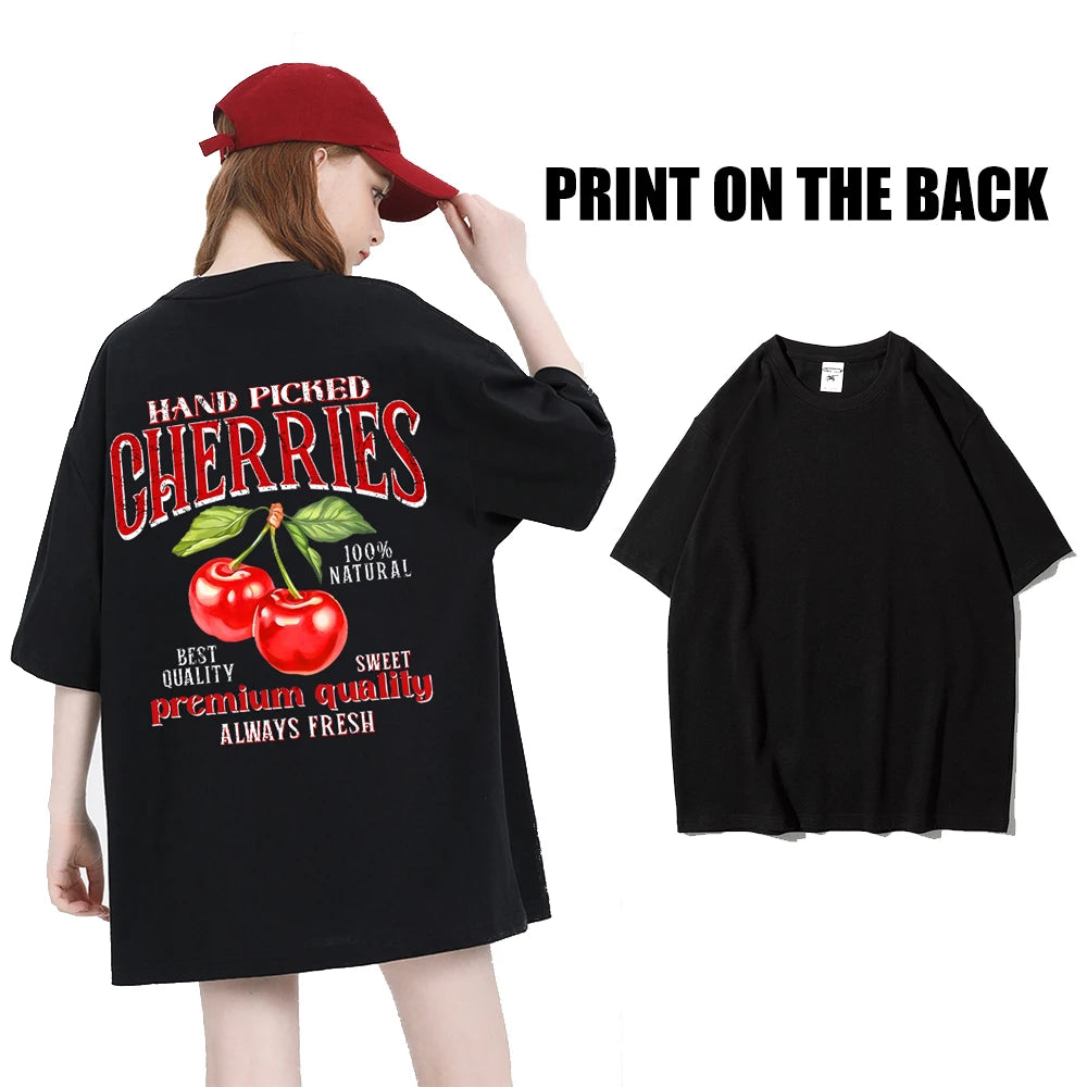 Casual Cotton Womens T-Shirts Seoul Beautiful Scenery Printed Short Sleeve O-Neck Breathable Oversize Fashion Female Clothes