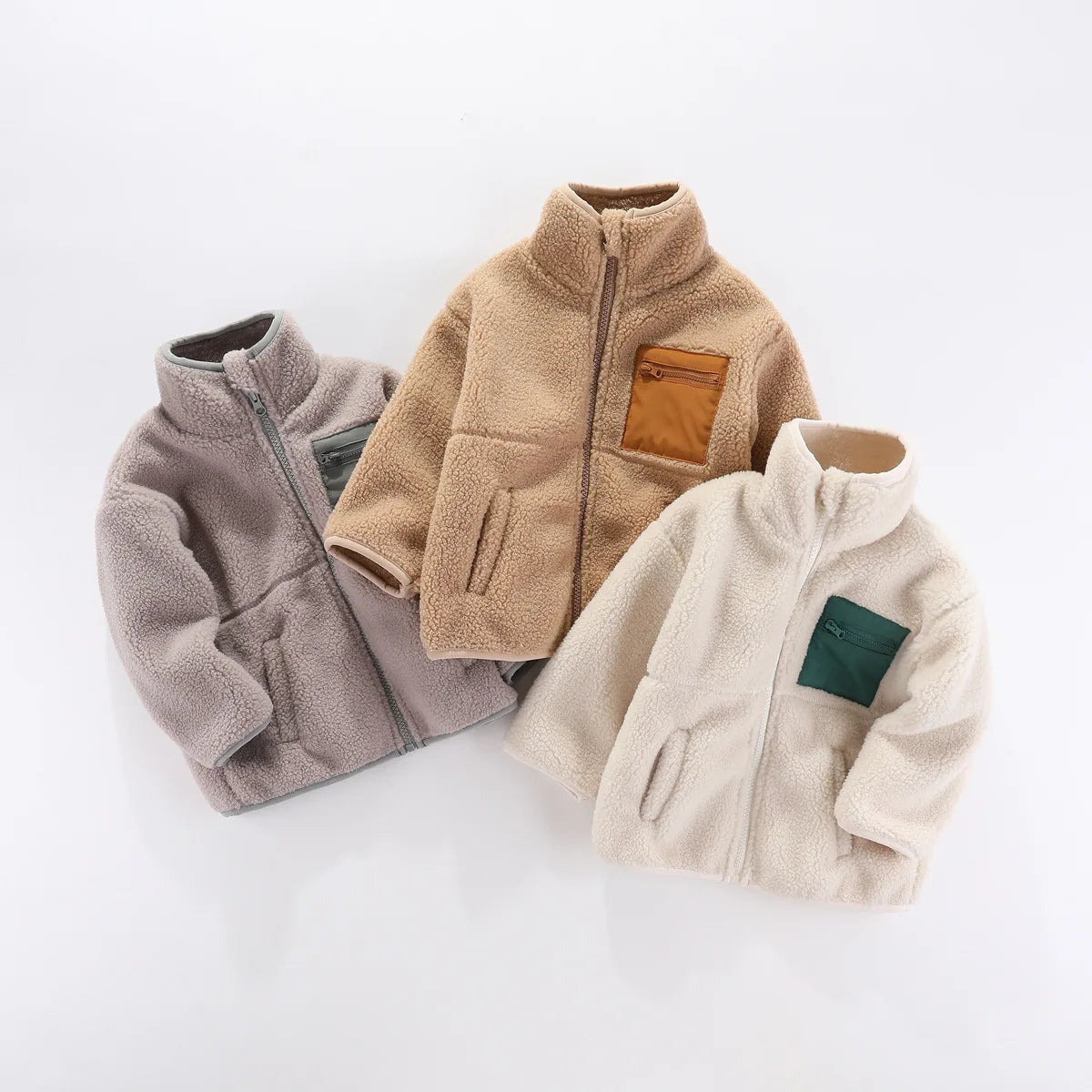 2024 Autumn/Winter New Thickened Cotton Coat Lamb Fleece Warm Hooded Color Block Coat 2-7 Year Old Outdoor Childrens Coat