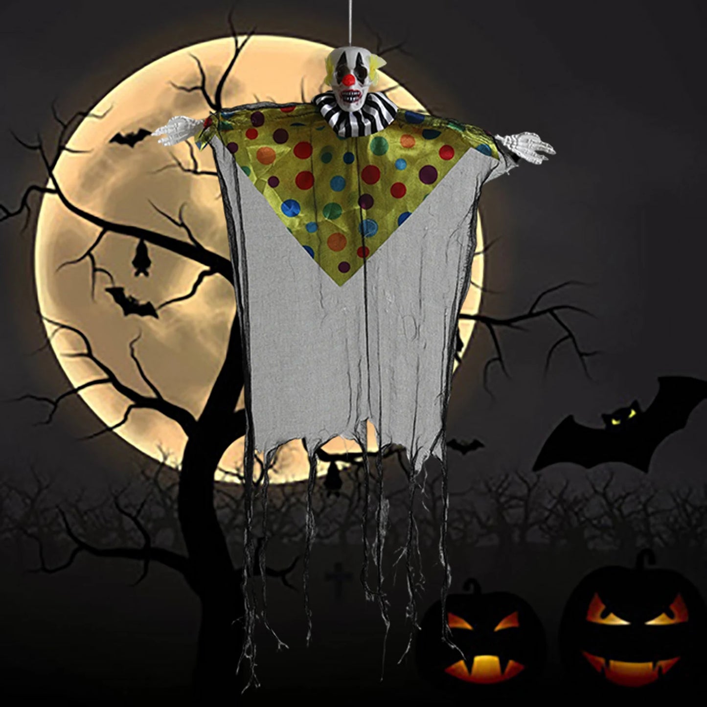Terrifying Joker Pendant Floating Cloth Hanging Ghost Ornament For Garden Courtyard 2025 Halloween Party Decoration Props