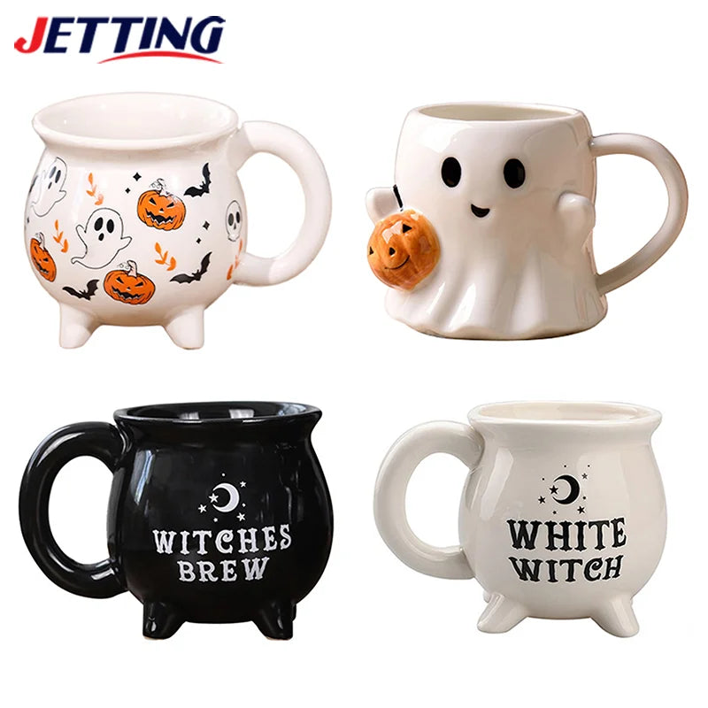 Halloween Wizard Magic Jar Ceramic Mug Decorative Ornament Pumpkin Ghost Afternoon Tea Breakfast Milk Cup Halloween Gift