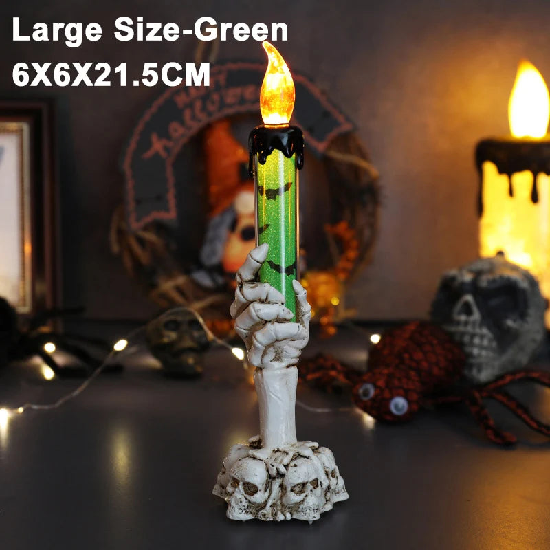 Halloween Skull Candlestick Led Light Skull Ghost Hand Flameless Candle Light Party Bar Decoration Halloween