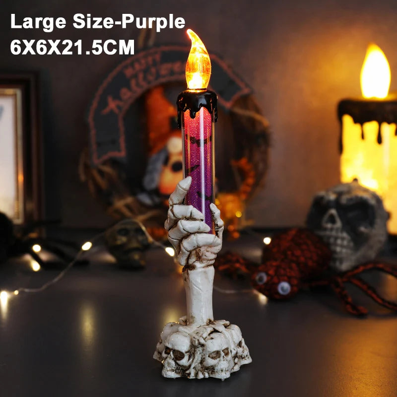 Halloween Skull Candlestick Led Light Skull Ghost Hand Flameless Candle Light Party Bar Decoration Halloween