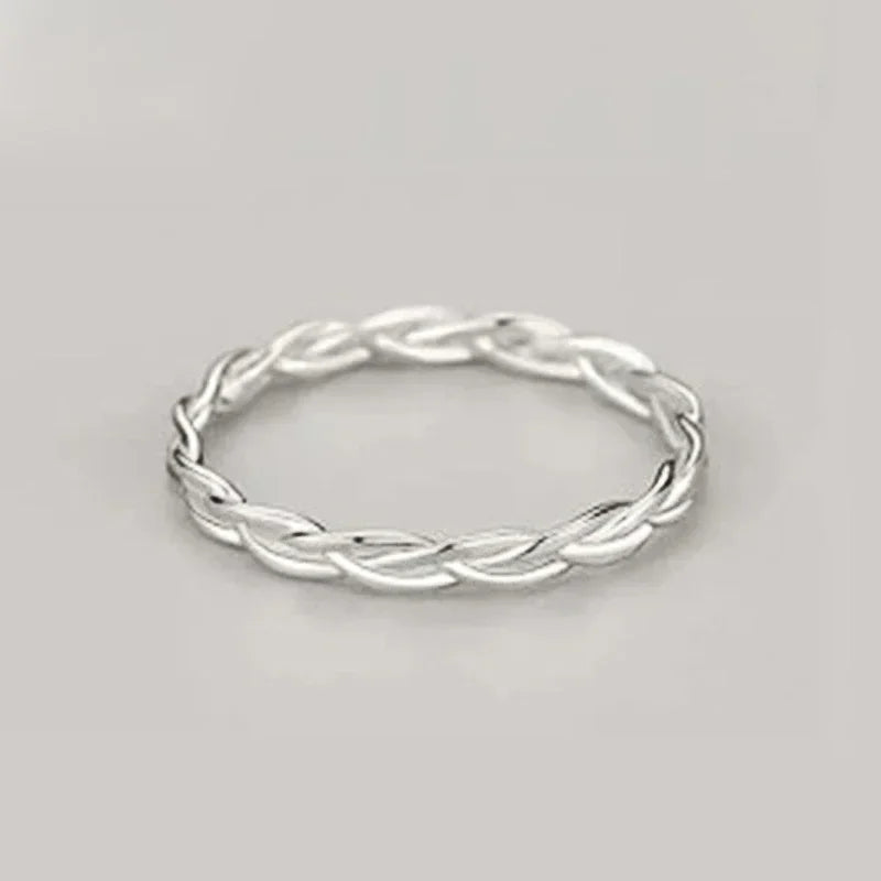 2025 Metal Silver Color Women Finger-ring Twist Design Simple Stylish Female Rings Daily Wear Temperament Jewelry Drop Ship
