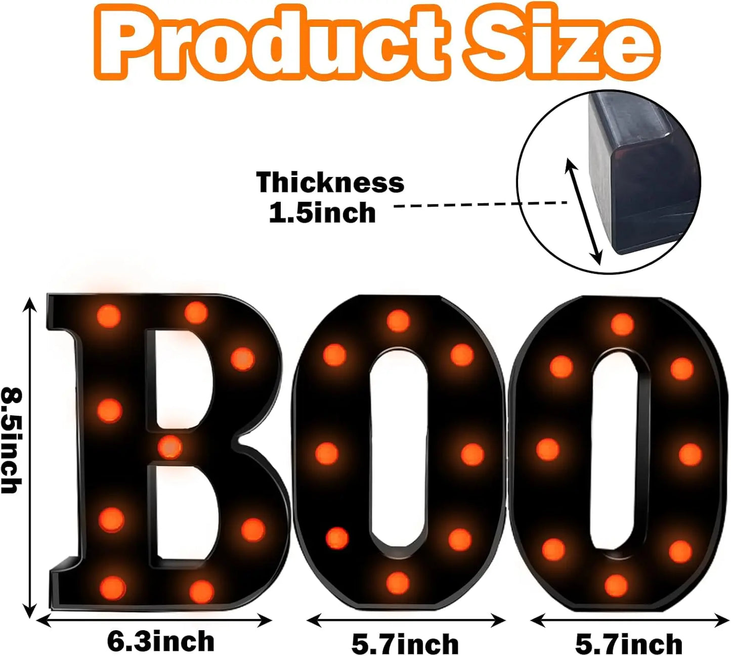 Halloween Decorations Indoor-3 LED Marquee Light Up Letters Black Boo Sign Letter Lights for Home Indoor Kitchen Fireplace Party