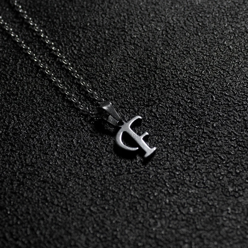 Silver Color Initial A-Z Letters Pendant Necklace for Women Men Trendy Stainless Steel Link Chain Necklaces Jewelry Gift