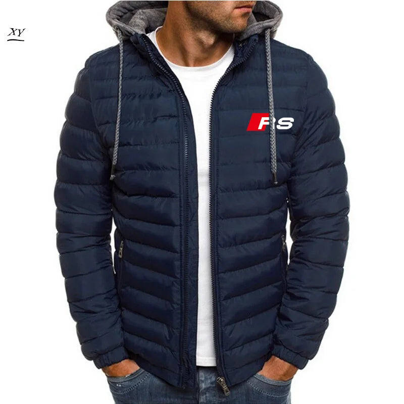 Kış erkek 2025New Logo mont sıcak kalın ceketler Casual kapşonlu paltolar marka giyim