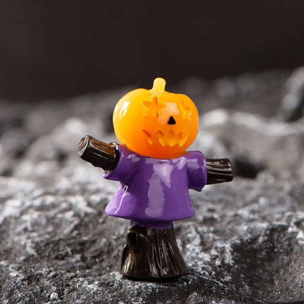 Cartoon Halloween Pumpkin Skeleton Figurines 3D DIY Mummy Skull Statue Cute Mini Miniatures Ghost Ornaments Car Ornament