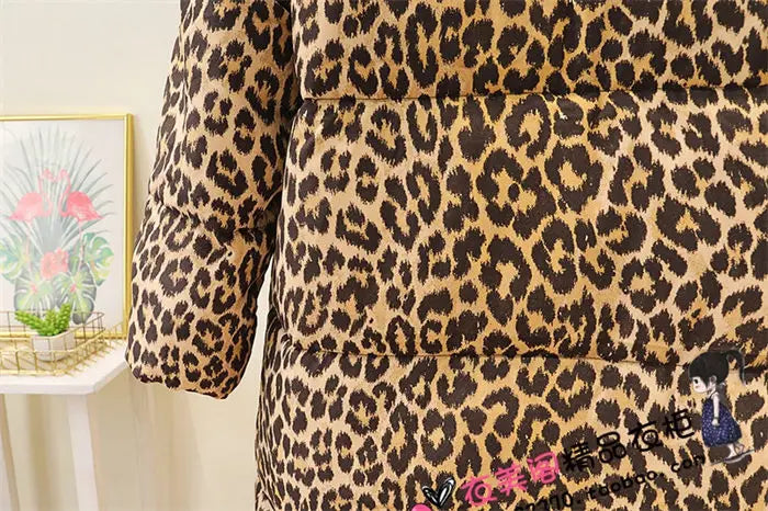 Winter Women's down jacket 2024 Trendy Simple Casual Stand Collar Zipper Large Size Cotton Padded Long Leopard Coat Outwear A236