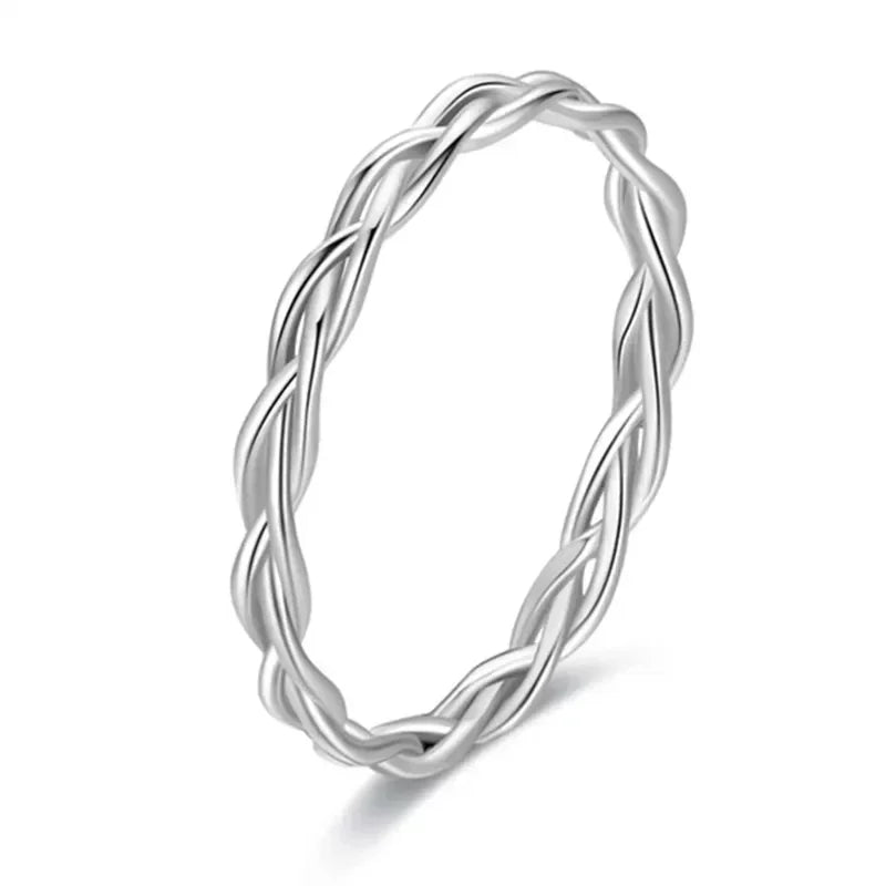 2025 Metal Silver Color Women Finger-ring Twist Design Simple Stylish Female Rings Daily Wear Temperament Jewelry Drop Ship