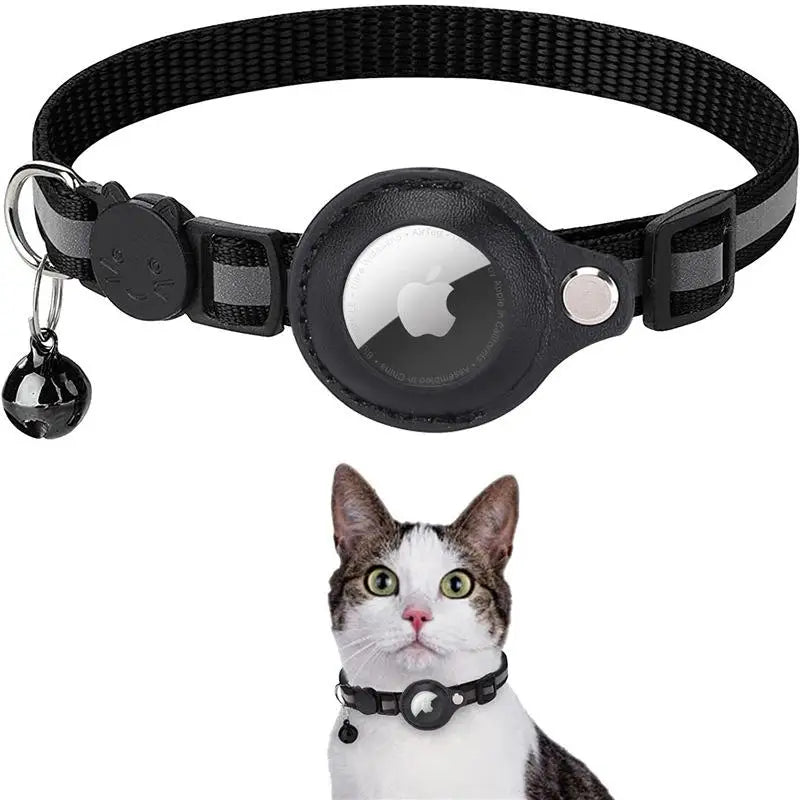Anti-lost Cat Collar for Airtag GPS Tracker Protective Case with Bell Reflective Cats Necklace Kitten Puppy Pet Accesories
