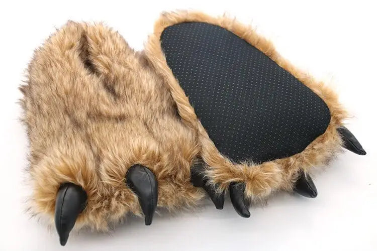 Animals Beast Claw Shoes Slides for Men Fun Chunky Fuzzy Slippers Male Plush Warm Bear Paw Lovers Funny slippers
