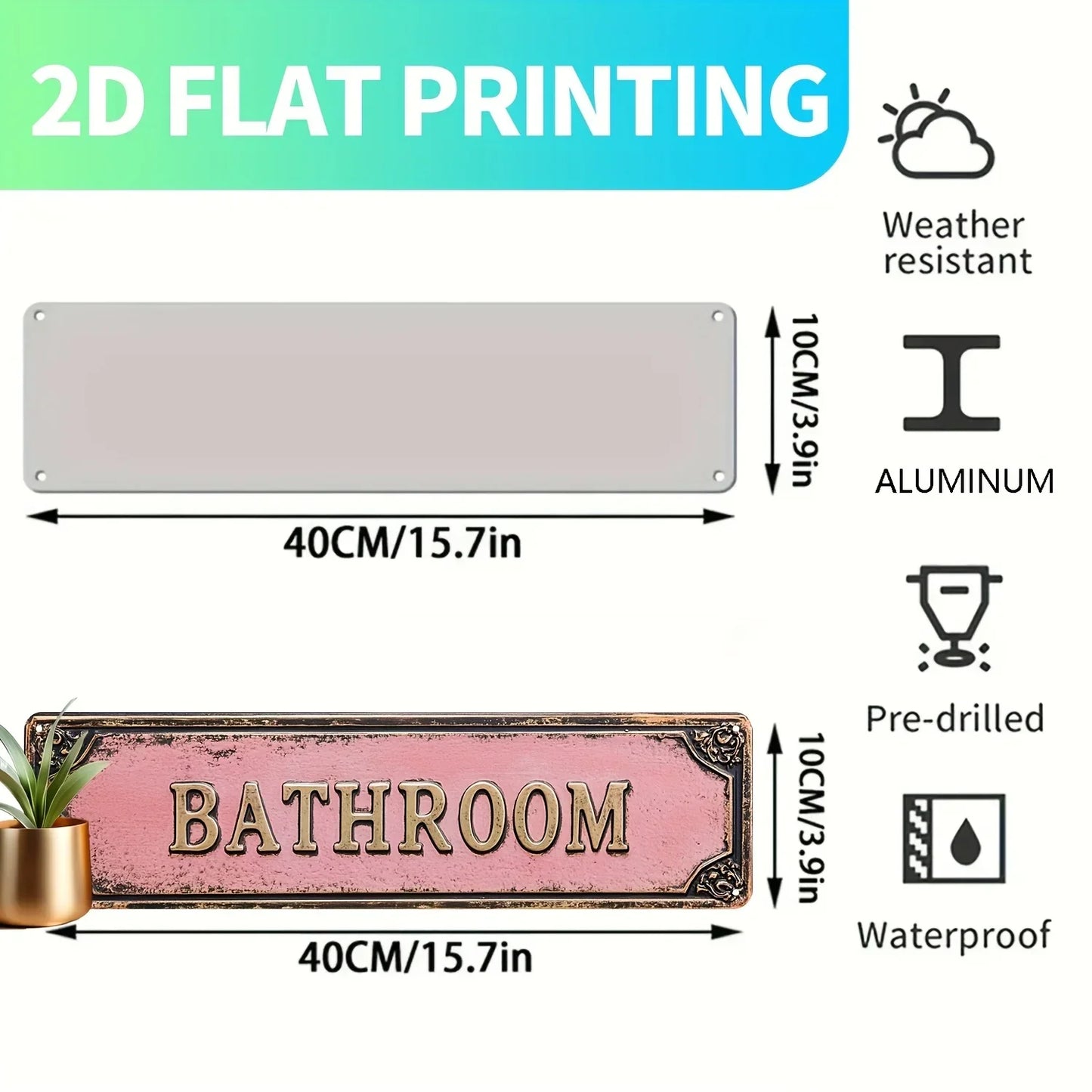 'Bathroom' Metal Sign ,Wall Decor for Bathrooms,Bedrooms & More - Classic Home Accent, Nostalgic Decoration