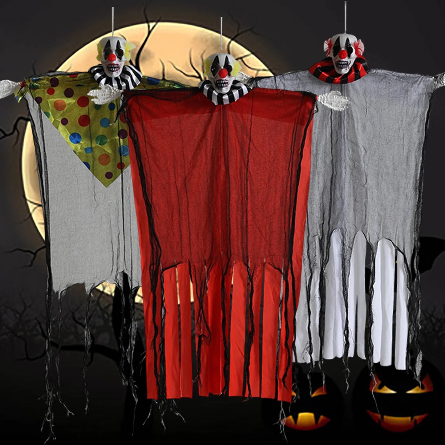 Terrifying Joker Pendant Floating Cloth Hanging Ghost Ornament For Garden Courtyard 2025 Halloween Party Decoration Props