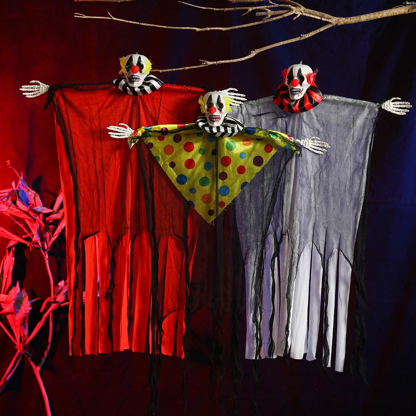 Terrifying Joker Pendant Floating Cloth Hanging Ghost Ornament For Garden Courtyard 2025 Halloween Party Decoration Props