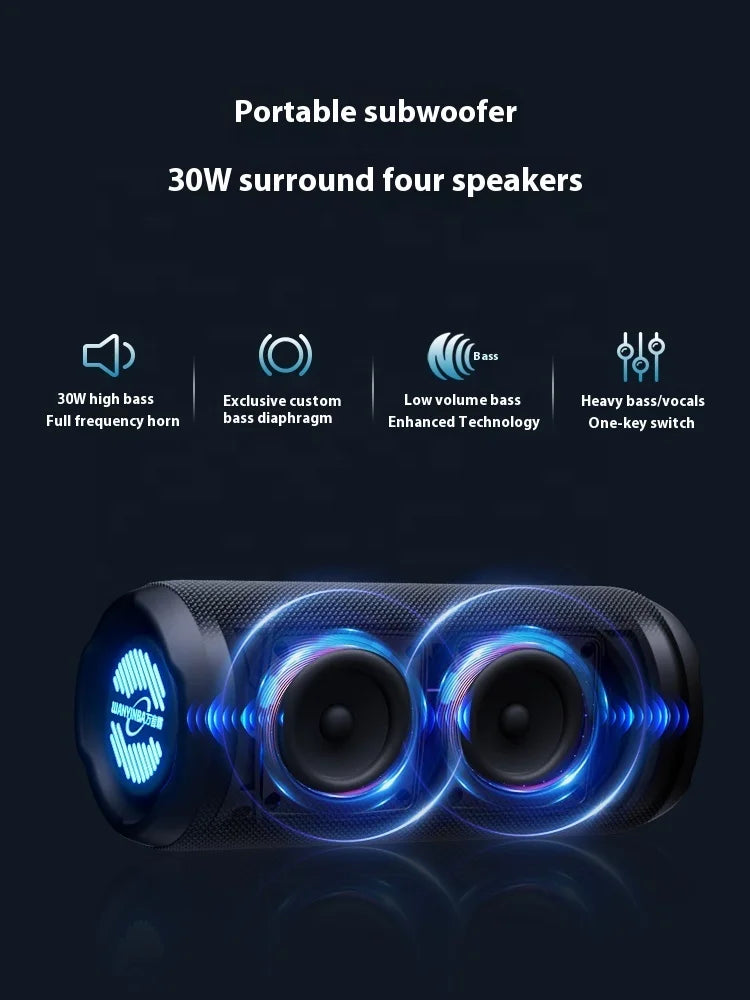 M6 30W High Quality Portable  Subwoofer Hopestar Speaker  360° Surround Sound IP67 Waterproof Dustproof RGB LED 4000mah