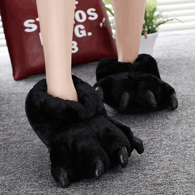 Animals Beast Claw Shoes Slides for Men Fun Chunky Fuzzy Slippers Male Plush Warm Bear Paw Lovers Funny slippers