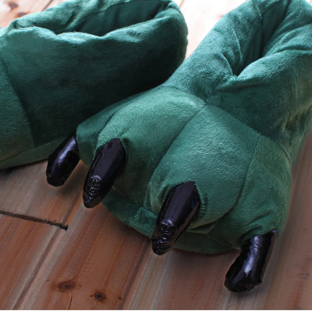 2025 Winter Warm Soft Indoor Floor Slippers Women Men Children Shoes Paw Funny Animal Christmas Monster Dinosaur Claw Plush Home