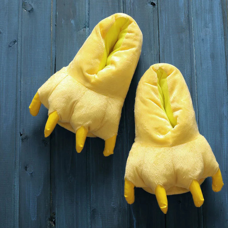 2025 Winter Warm Soft Indoor Floor Slippers Women Men Children Shoes Paw Funny Animal Christmas Monster Dinosaur Claw Plush Home